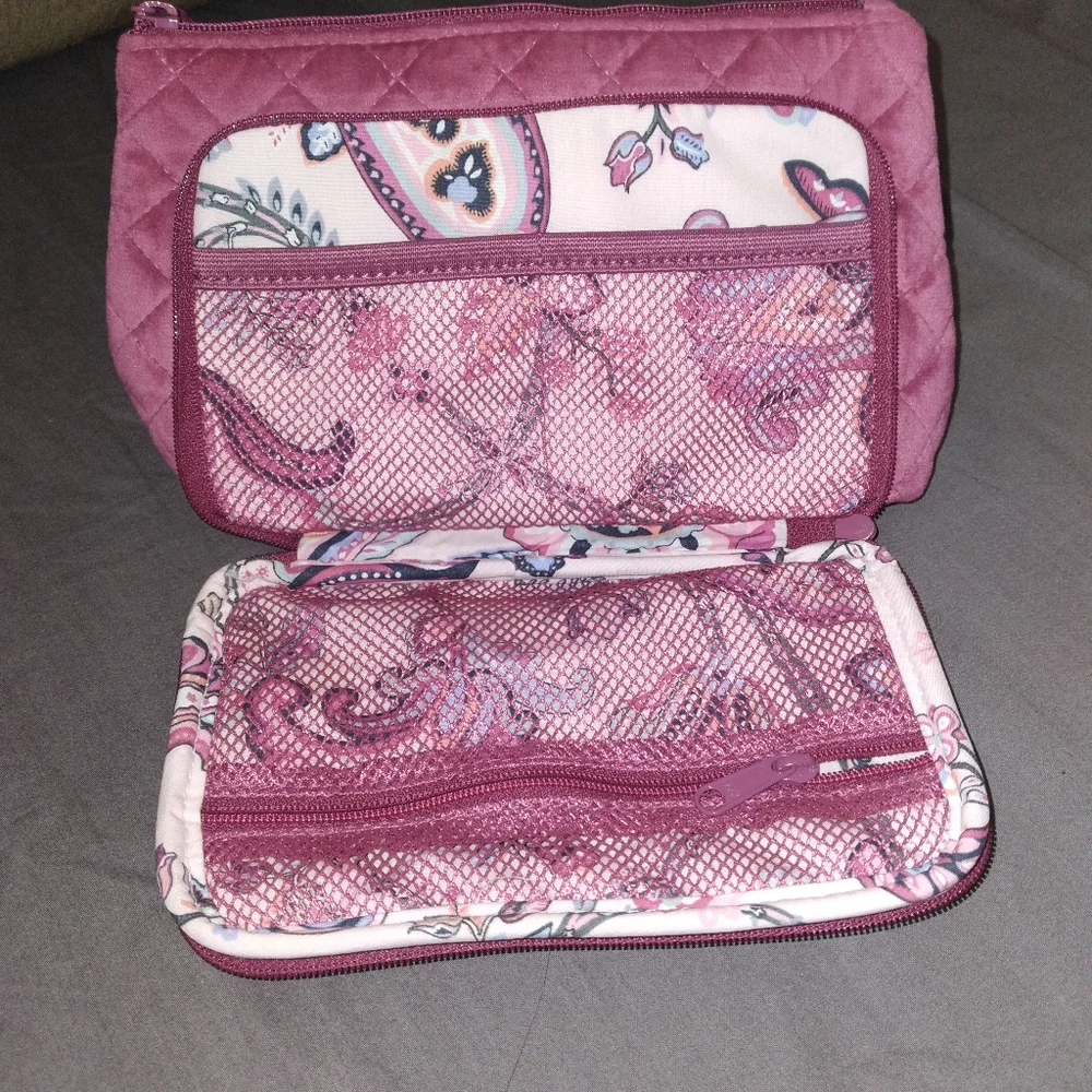 Vera Bradley magenta velour makeup bag